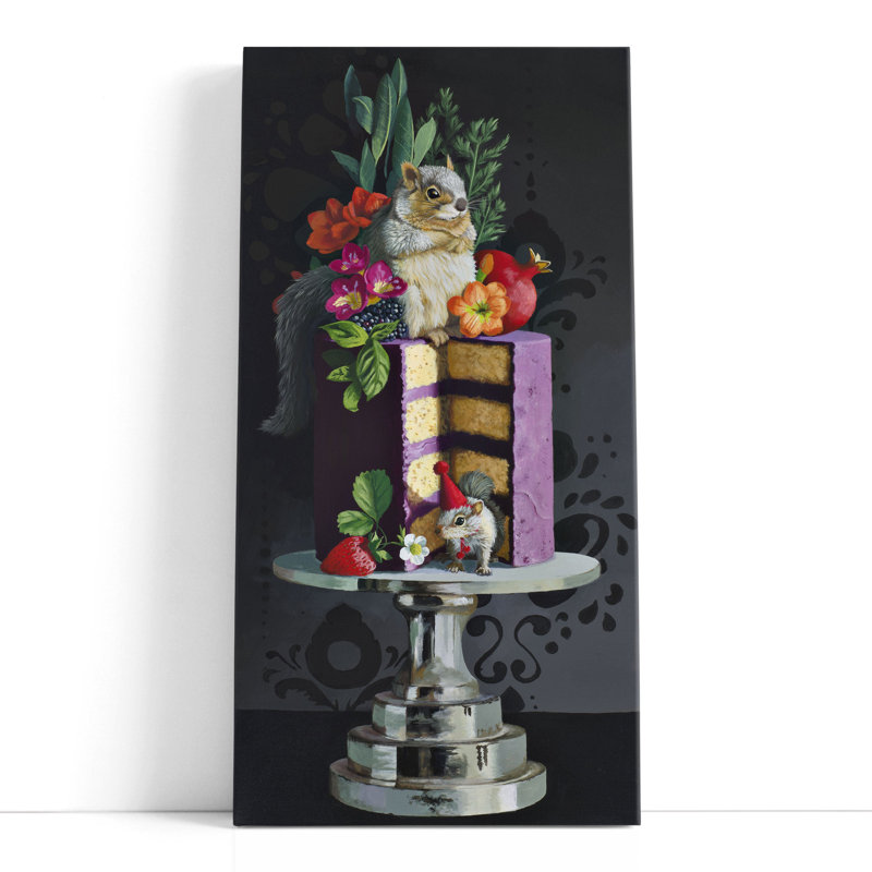 «Purple Cake Squirrels», reproduction d'art sur toile, H 60 po x l 30 po