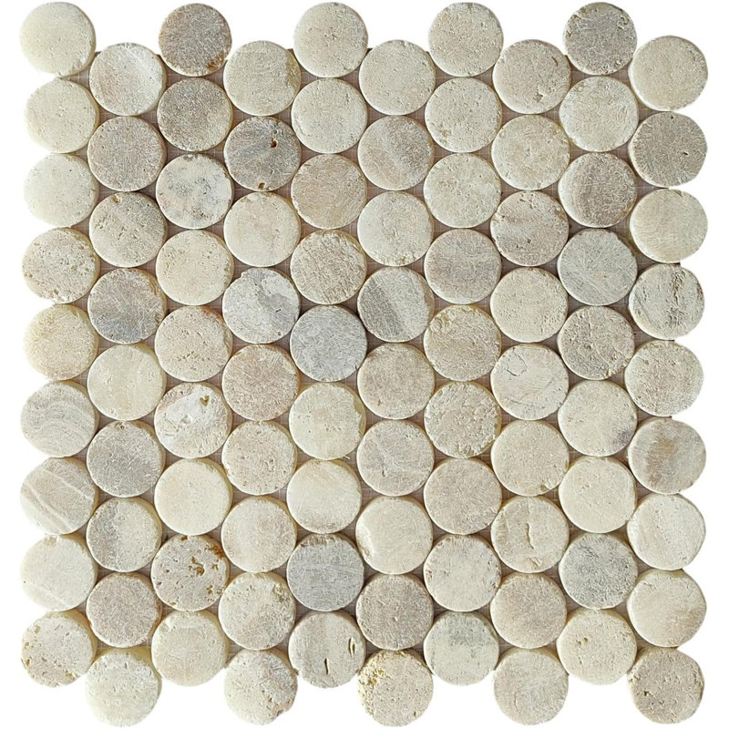 CNK Tile Mix Quartz Penny Round Marble Mosaic Tile