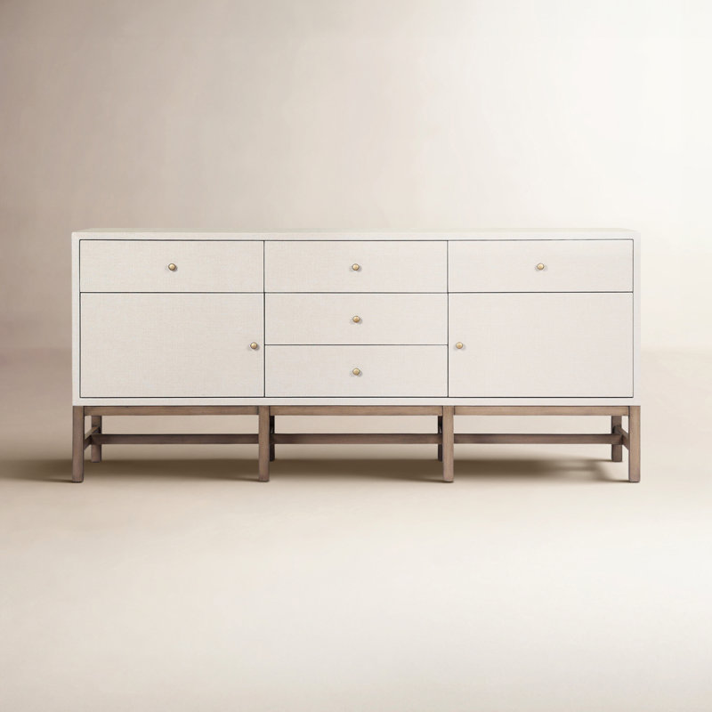Hakana Ruthe Sideboard-Black Raffia, Ivory Painted Raffia