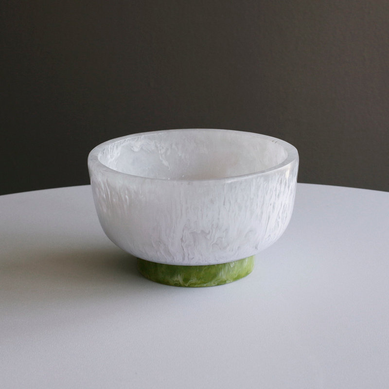 Resin Dining Bowl, White/Green