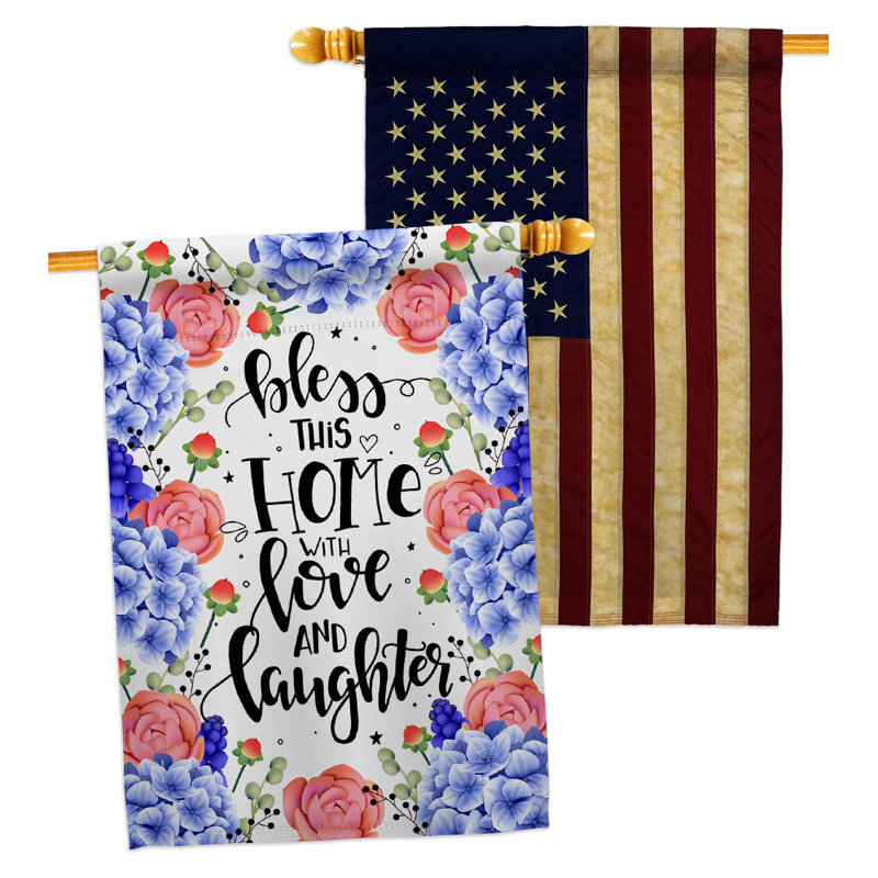 Drapeau de maison 40 po x 28 po Love and Laughter