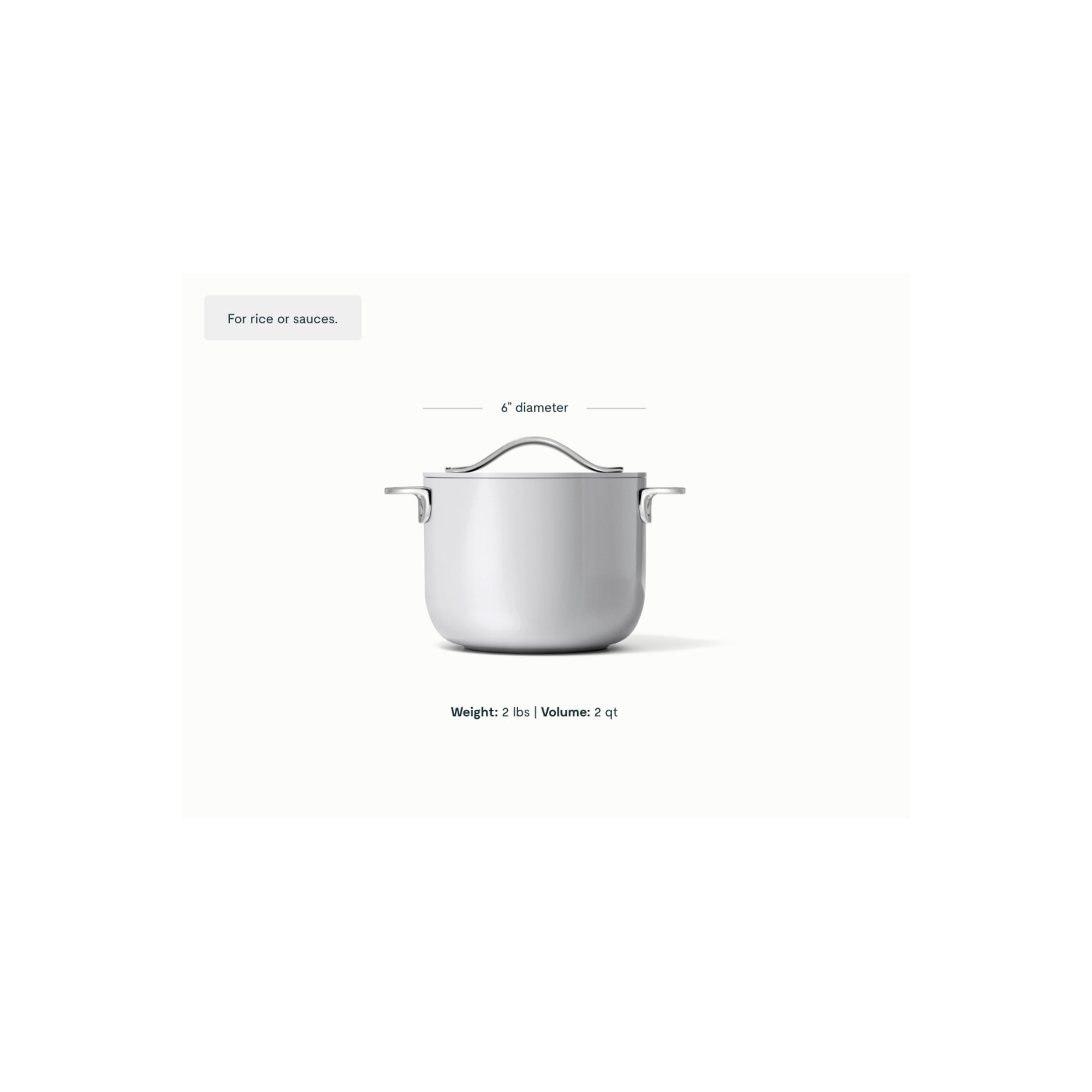 Caraway Nonstick Ceramic Petite Cooker W/ Lid, 2 quarts, Gray