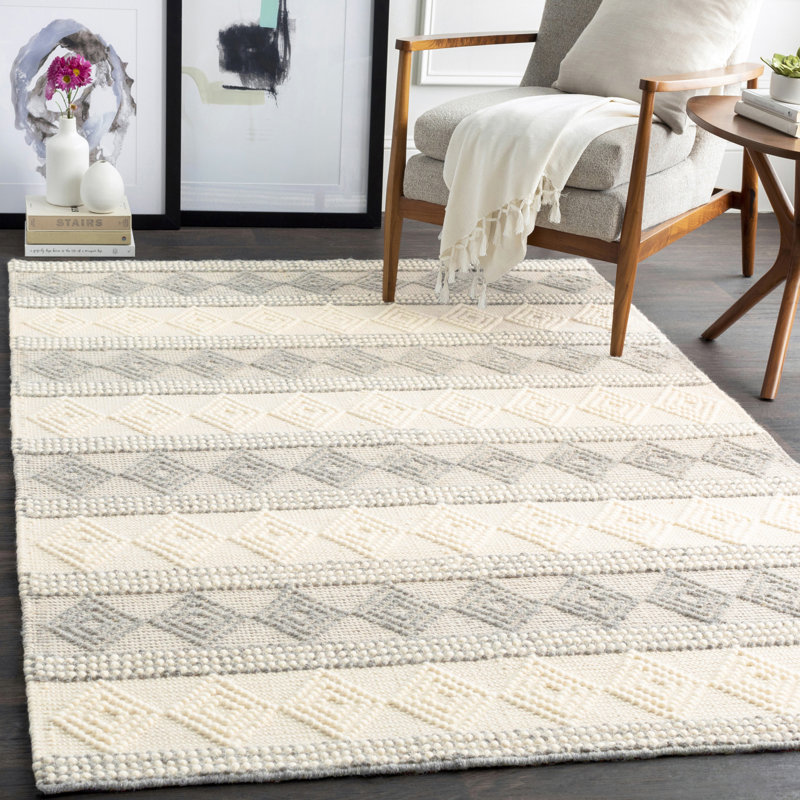 Hygge Textured Wool Hand Woven Area Rug, Rectangle 183 x 274 cm