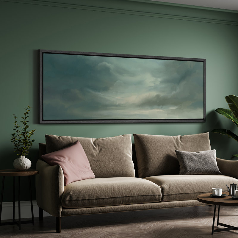 Impression sur toile encadrée «Green Tunes Relaxing Calm Clouds», H 20 po x l 60 po, Noir, noir, noir, noir