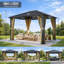 Pavillon de jardin robuste à toit rigide en acier galvanisé l 12 pi x P 10 pi, abris de jardin extérieurs avec moustiquaire et rideaux