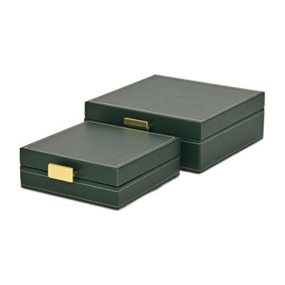 Ensemble de 2 boîtes avec accents cousus et poignées dorées Lithos