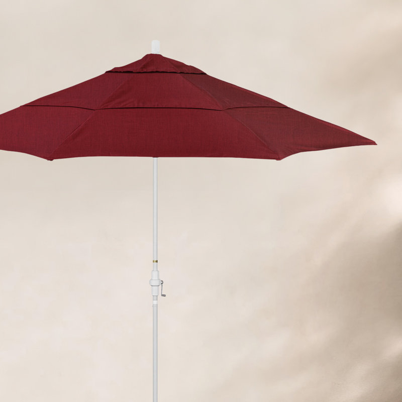 Parasol de marché Broadmeade octogonal Sunbrella, Blanc mat, Tissage uni Sunbrella® Spectrum rubis