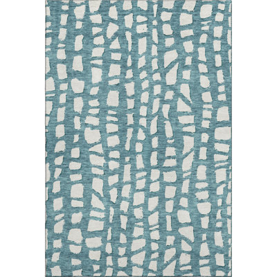 Premium Machine Washable Prisco Teal Rug