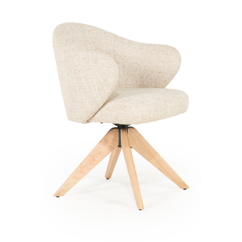 Connor Oak Accent Chair, Beige
