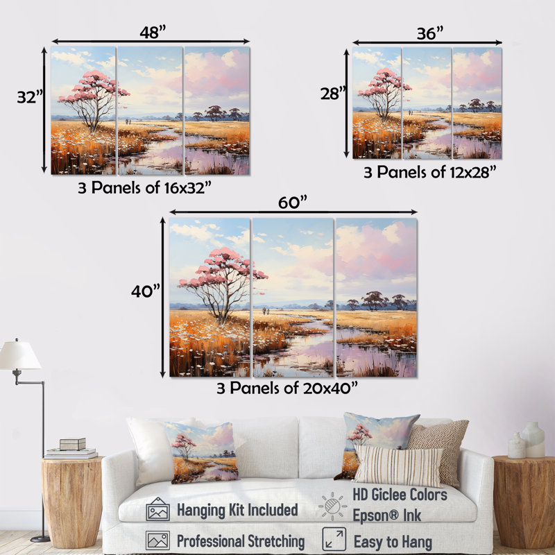 «Praires Tranquil Plains Wonderland - Prairies», ensemble d'art sur toile, Toile tendue, H 40 po x l 60 po x P 1 po
