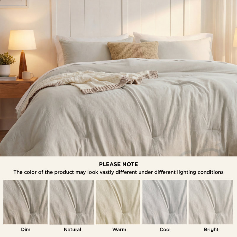 Bedsure Reversible Prewashed Comforter Set, Full Comforter + 2 Standard Pillowcases, Beige