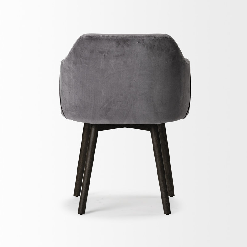 Chaise de salle à manger rembourrée grise et noire en tissu, Noir, Noir
