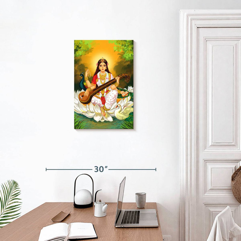 Adella Saraswati jouant de la musique, H 24 po x l 16 po
