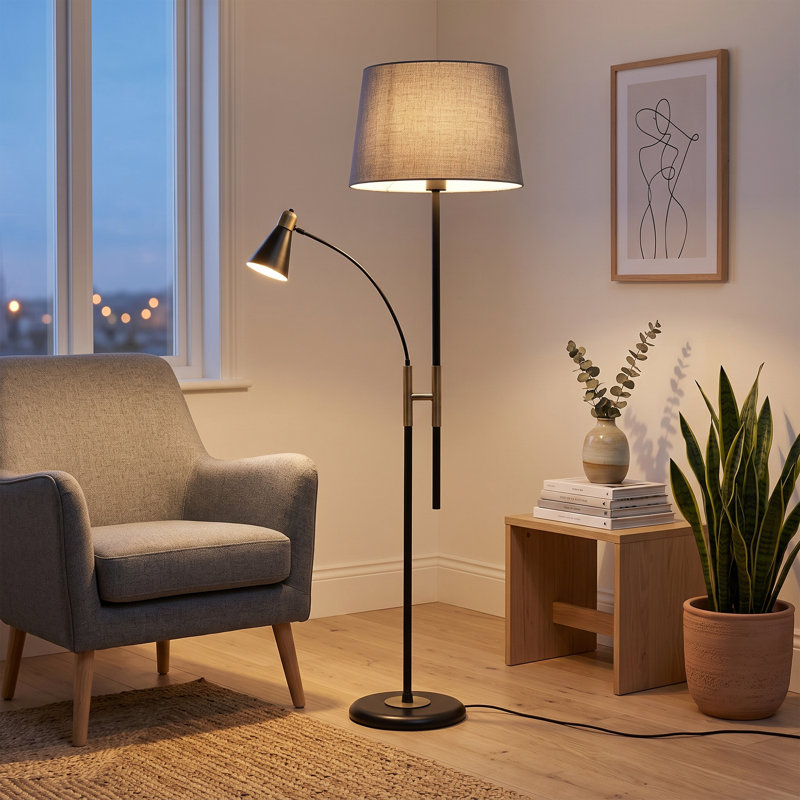 Starlight Black Drum Shade Floor Lamp