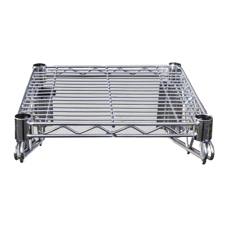 Tablette de rangement murale robuste en fil de chrome H 18 po x l 14 po x P 14 po Express KitchQuip pour usage commercial