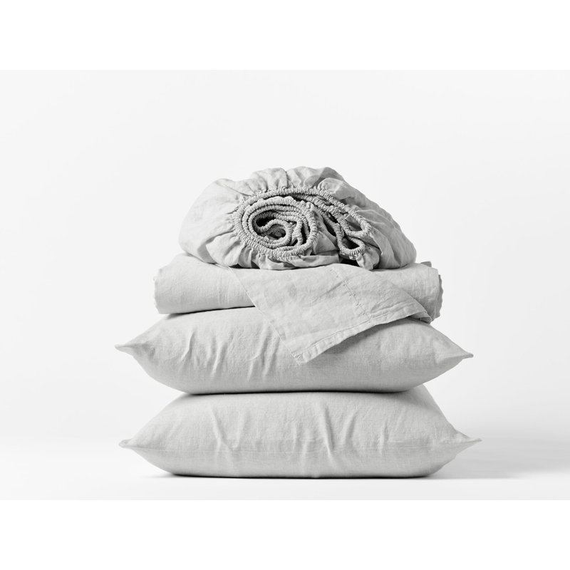 Organic Relaxed Sheet Set, Queen Sheet Set with 2 Pillowcases, Fog