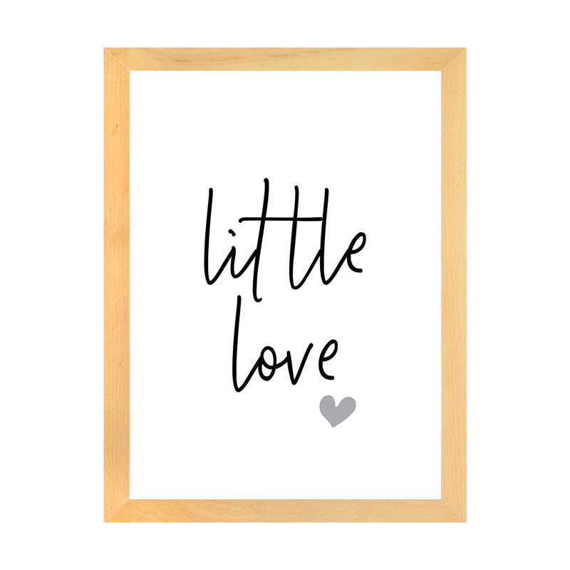 Petit amour - reproduction d'art textuel, Papier avec cadre beige, Blanc, H 32 po x l 24 po x P 1 po