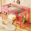 Lit simple en métal avec garde-corps de sécurité et support latéral, cadre de lit pour enfants, aucun sommier requis, assemblage facile, rose