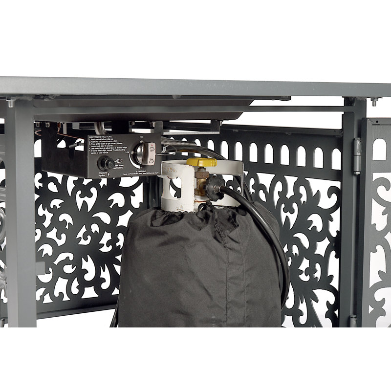 Marquette Square Aluminum Propane Smokeless Fire Pit Table with Hidden Fuel Tank, Gray