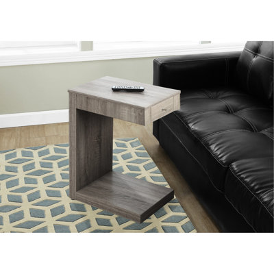 Table d'appoint, en forme de C, bout, côté, collation, tiroir de rangement, salon, chambre à coucher, contemporain, moderne
