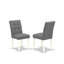 L'ensemble de 3 tables de cuisine comprend une table en bois et 2 chaises individuelles en tissu de polyester gris platine avec dossier élégant - finition lin blanc-73189936-73189932-73189945