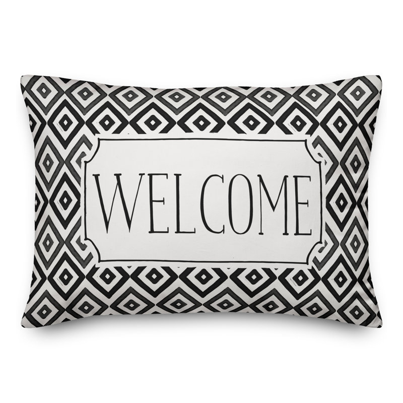  Housse et coussin rectangulaires d'extérieur Welcome Diamonds, Noir