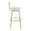 Tabouret de bar à hauteur fixe avec pivot en métal doré et velours crème - ensemble de 2