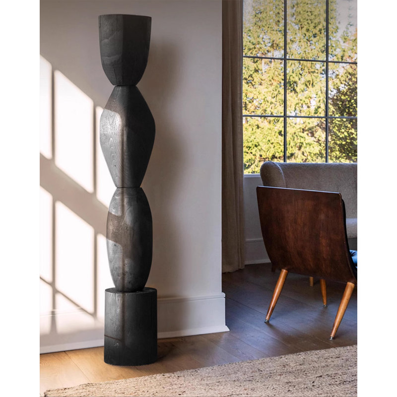 Sculpture en bois carbonisé Wabi-Sabi