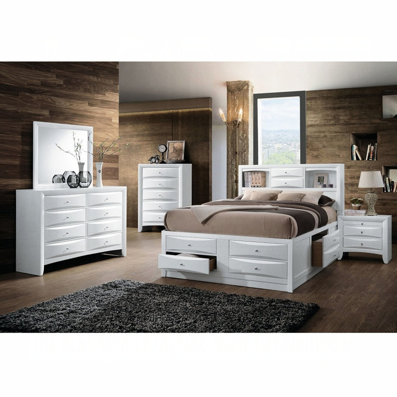 Modern White Nightstand With 2 Drawers And 1 Versatile Tray For Bedroom Decoration Featuring