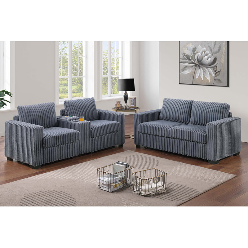 Ensemble de canapé 2 pièces Lorena, Gris foncé