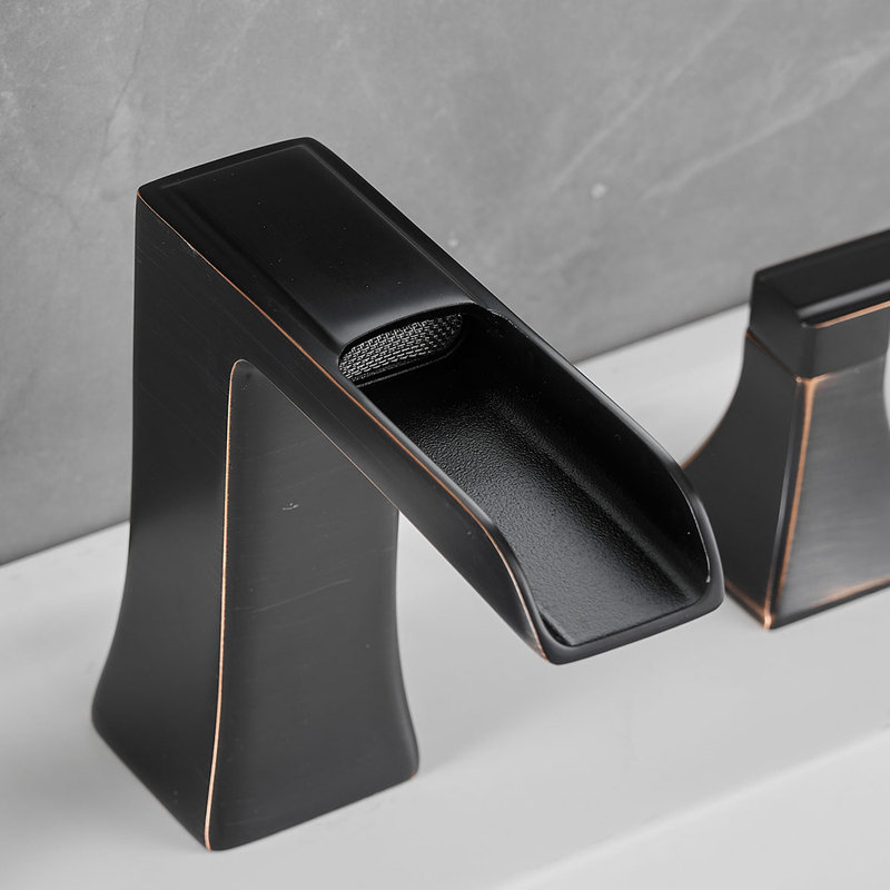 Topcraft Waterfall Double Handle Stainless Steel Bathroom Faucet, Oil Rubbed Bronze