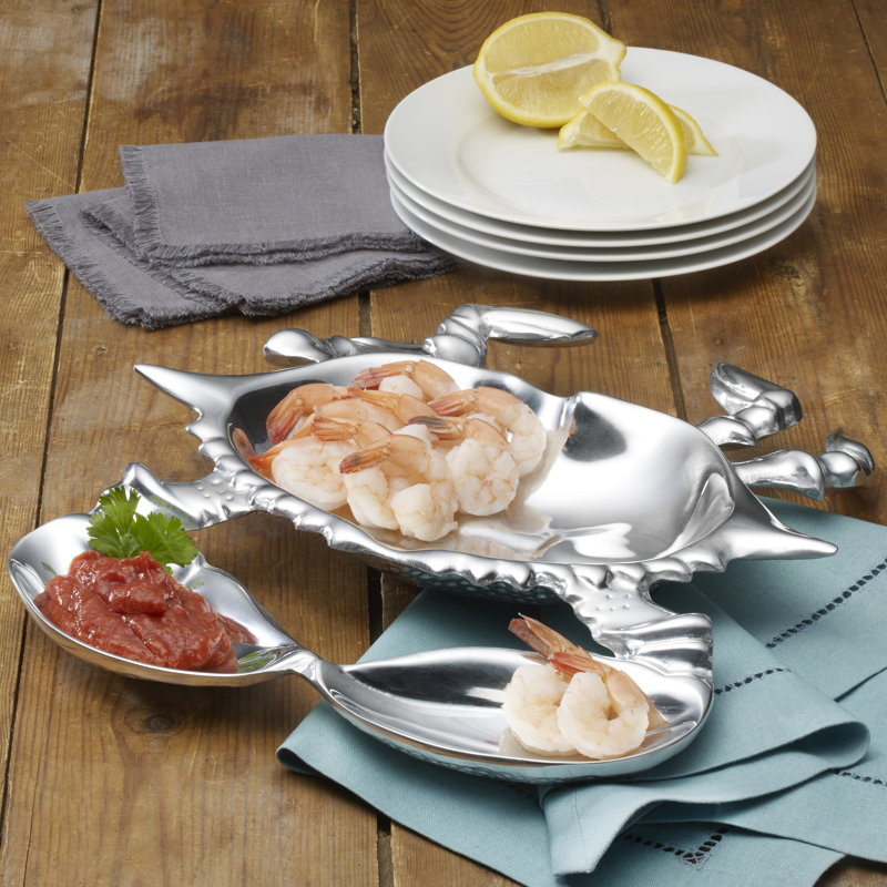 Plat de service en forme de crabe Wilton Armetale Sea Life, 12,77 po par 12,5 po, argent