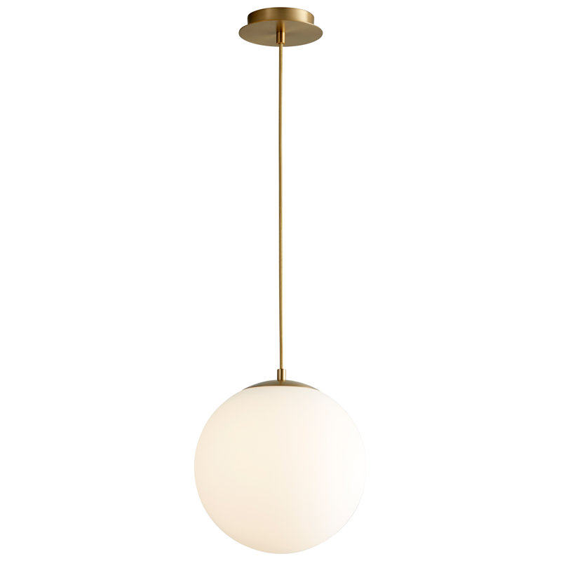 Luminaire suspendu sphère 1 lumière DEL Kamm, H 133,75 po x l 12 po x P 12 po, Laiton vieilli