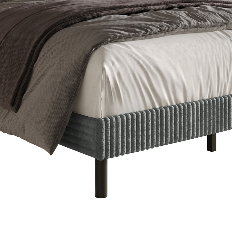 Osceola Upholstered Panel Bed, Gray, Twin