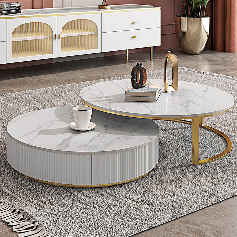 Modern Simple Nesting Rock Slab Coffee Table Set