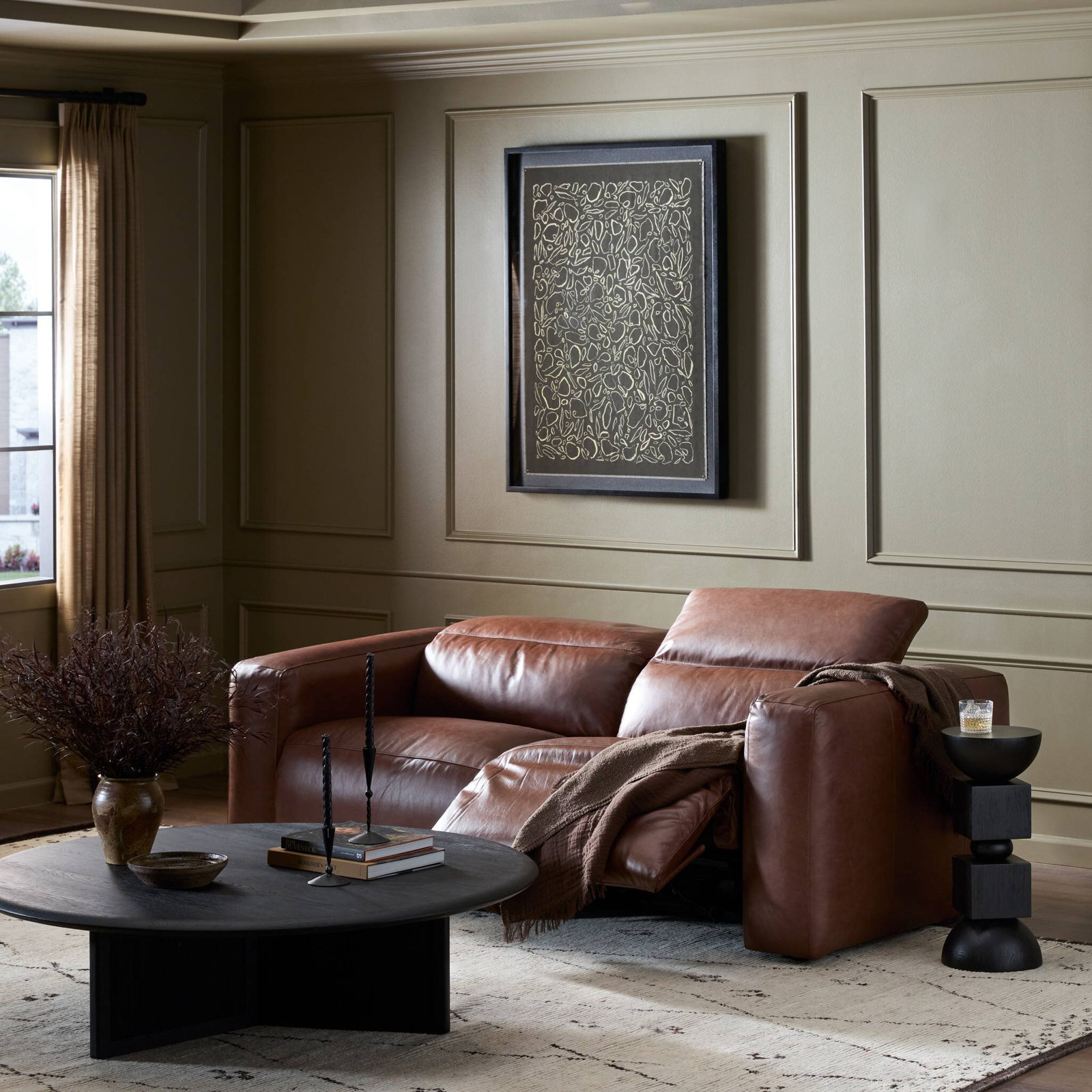 Amed 89'' Upholstered Sofa, Sonoma Coco Genuine Leather