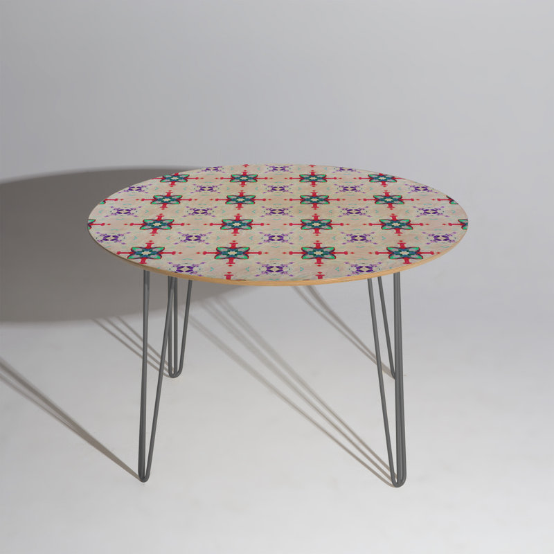 Oval Solid Wood Top Metal Base Dining Table