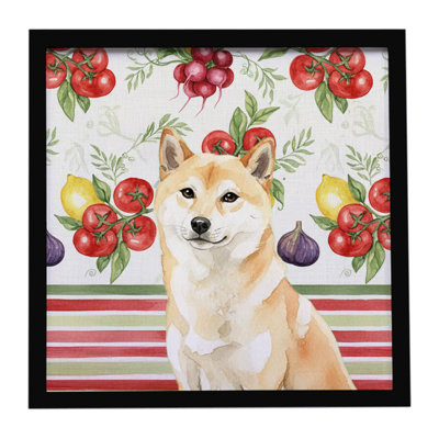 Légumes crème Shiba Inu, impression sur métal encadrée