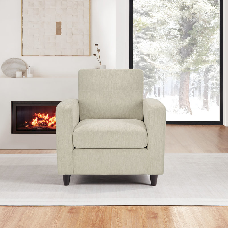 Fauteuil capitonné large de 30 po Pippen, Tissu crème