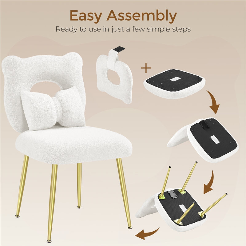 Upholstered Boucle Armless, White