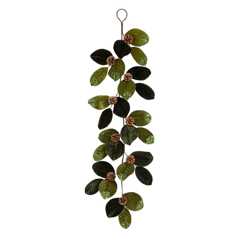 Spring 3" Faux Magnolia with Pinecone Garland