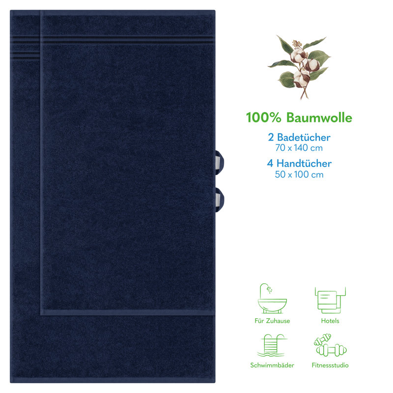 Rensina 100% Cotton Midweight Mulit-Size Set, Dunkelblau
