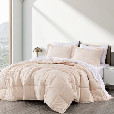 Peachskin Microfiber Bedding Box Stitch Comforter