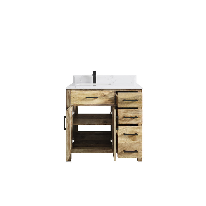Meuble-lavabo simple 36 po avec plateau en quartz Malibu, Empira