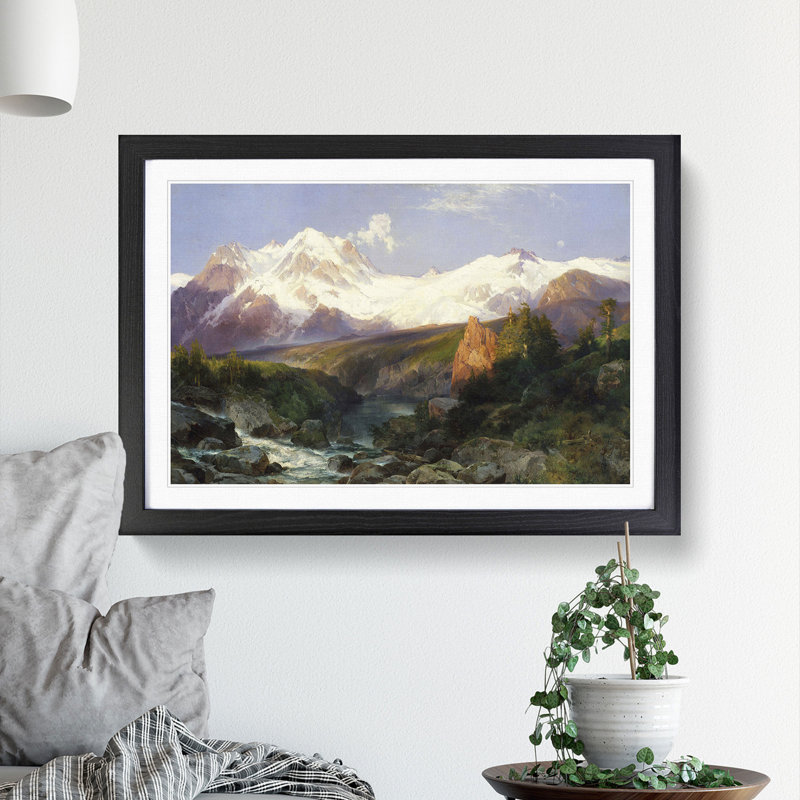 Teton Range by Thomas Moran - Picture Frame Painting, 36cm H x 48cm W x 2cm D, Black