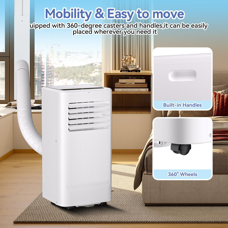 GarveeHome 8,000 BTU Portable Air Conditioner for 420 Sq.Ft Rooms - 3-in-1 Cooling w/ Dehumidifier, Fan, Sleep Mode & LED Display, Includes Window Kit & Remote Control (White/Gray)