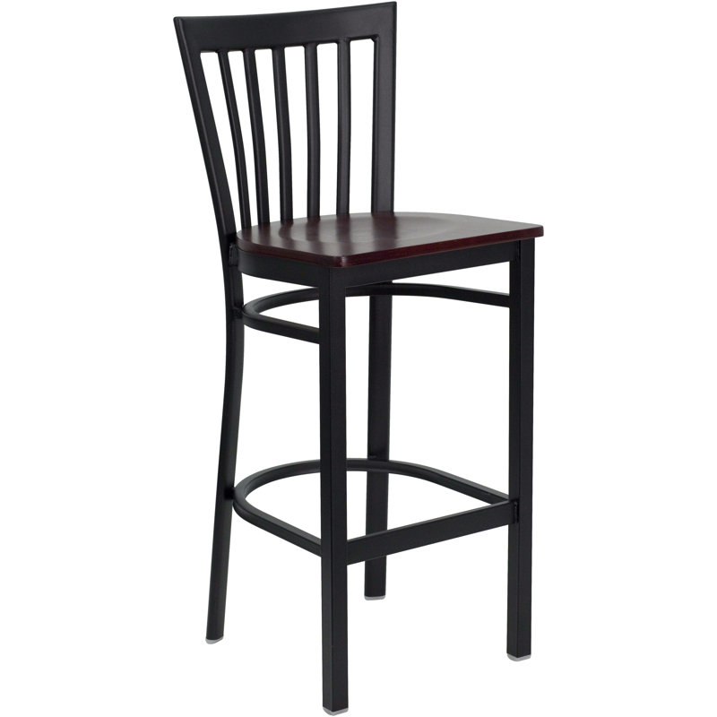 Lyman Counter Stool with Metal Frame, Bar Stool (29” Seat Height), 2, Mahogany