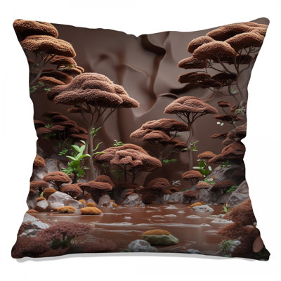 Brown Textured Trees Double Sided Throw Pillows