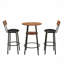 Ensemble de table de bar et de chaises rondes pour 2 personnes en panneau de fibres à densité moyenne de couleur brune et en métal, ensemble de salle à manger de style pub compact pour les petits espaces