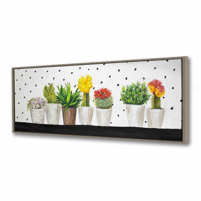 Petits cactus et plantes grasses - Toile encadrée exotique, H 49,25 po x l 17,25 po